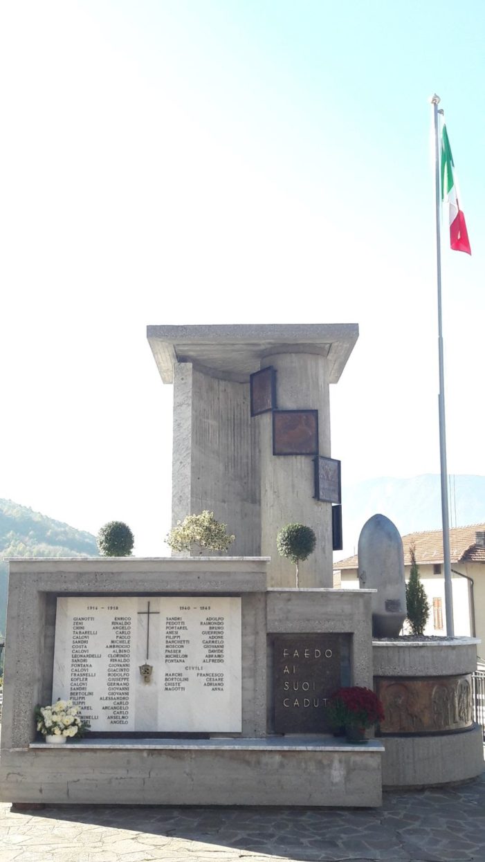 Faedo, restaurato il monumento ai caduti